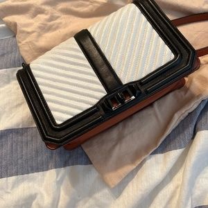 Rebecca Minkoff love crossbody black white chevron quilted leather